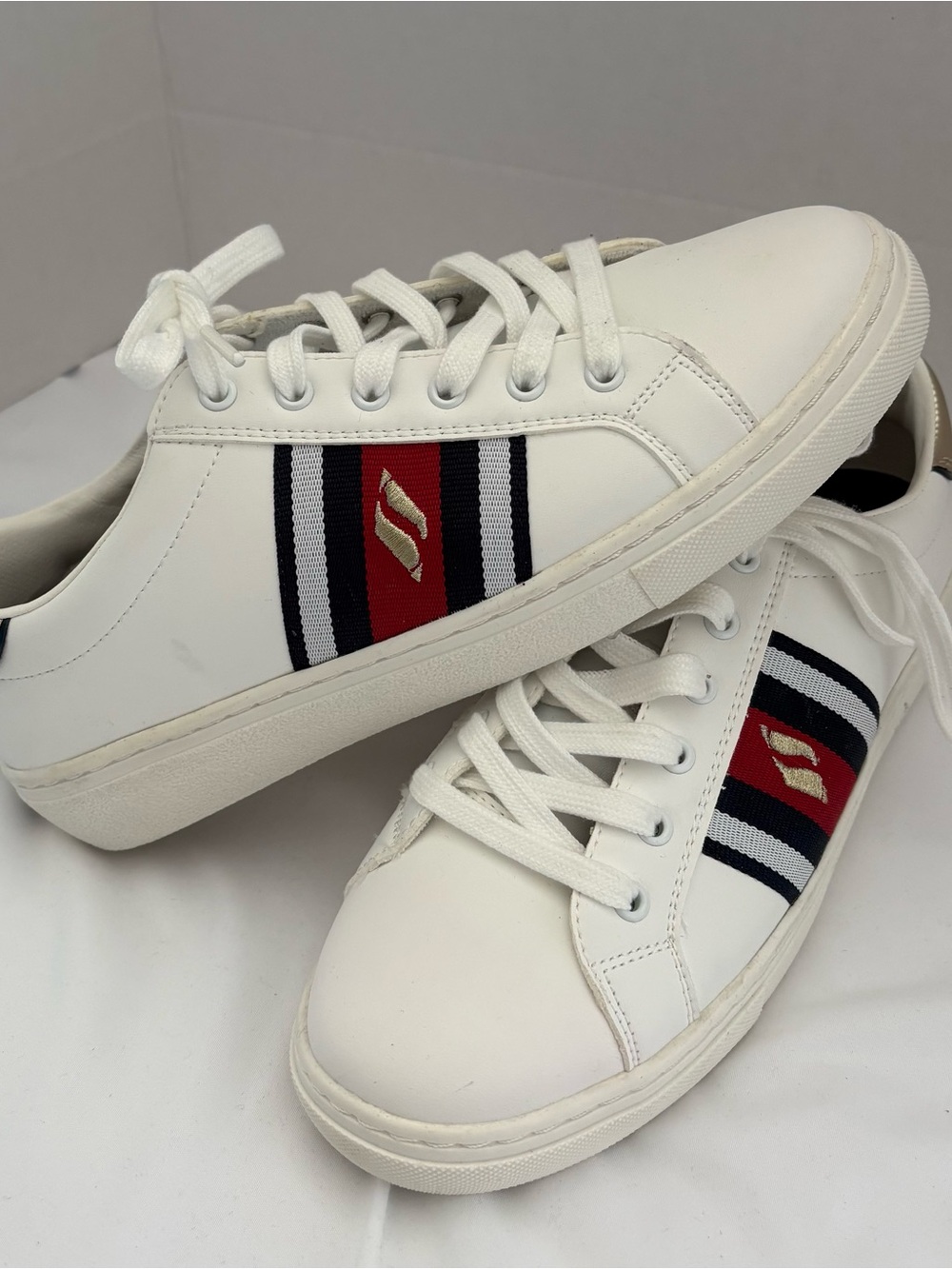 NIB Skechers Street Goldie Collegiate Cruizers White Sneakers - Women's 8Wide